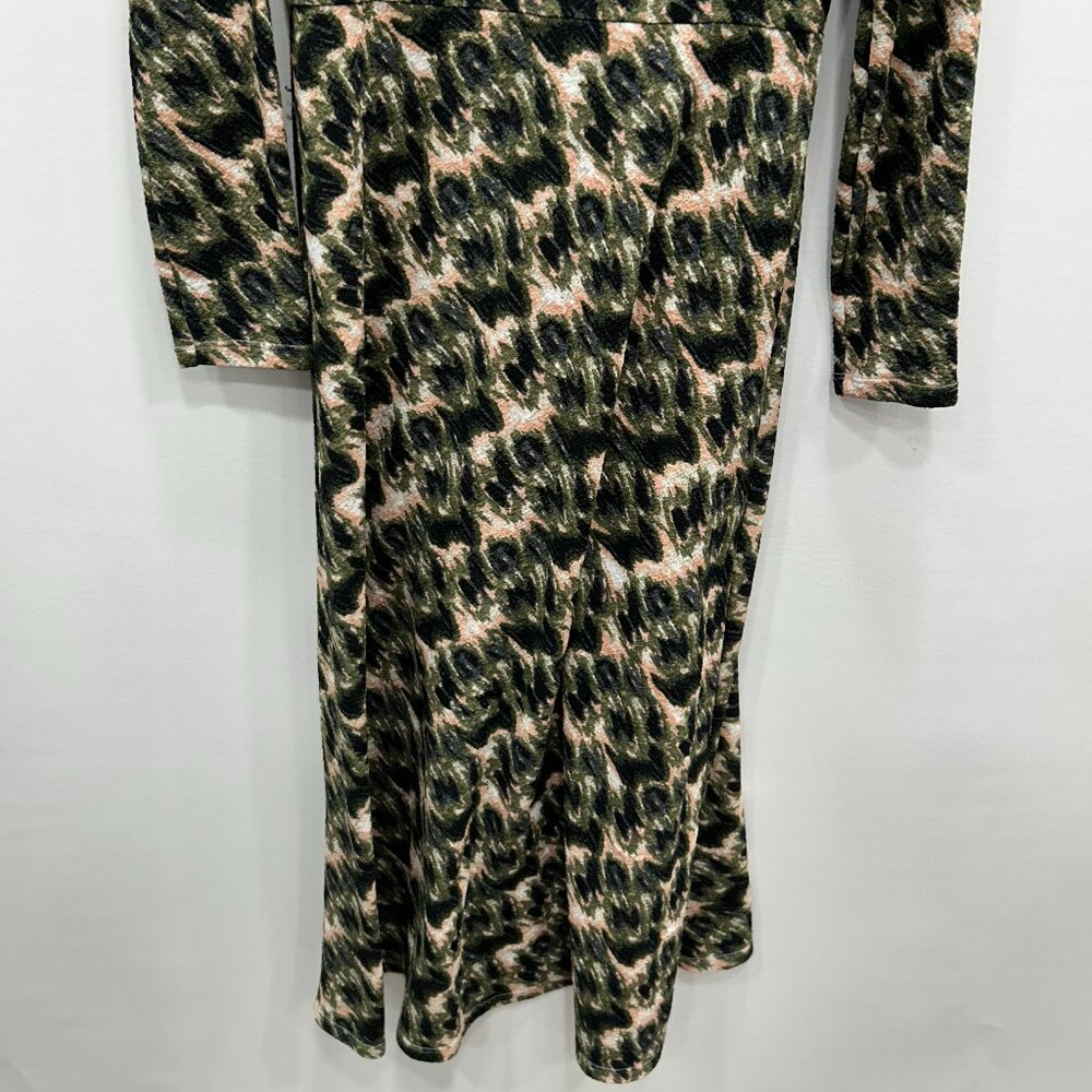 Rachel Comey Black and Beige Abstract-Print Long-Sleeve Midi Dress - Picture 7 of 12